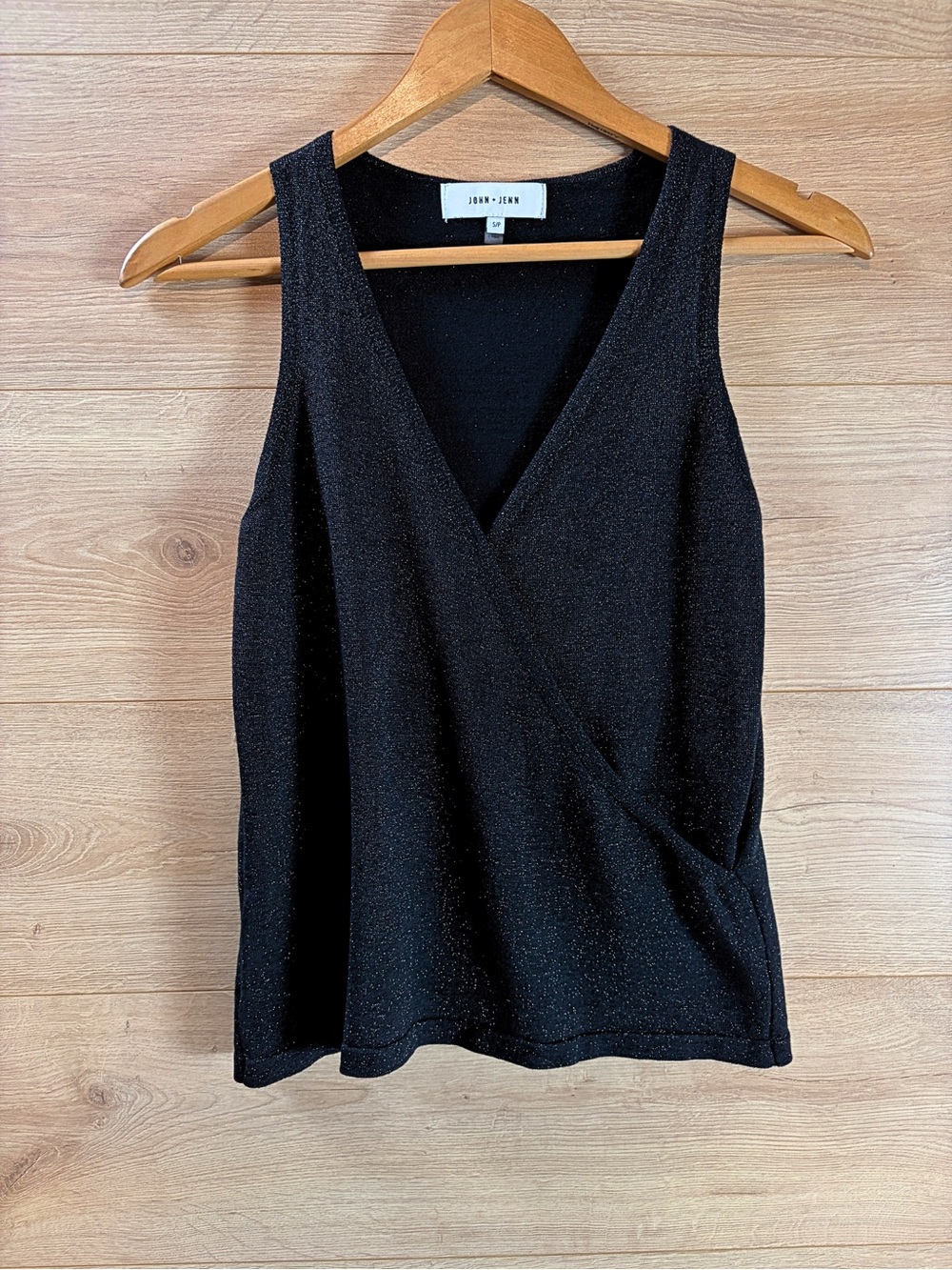 John + Jenn Sleeveless Black Metallic Knit Top